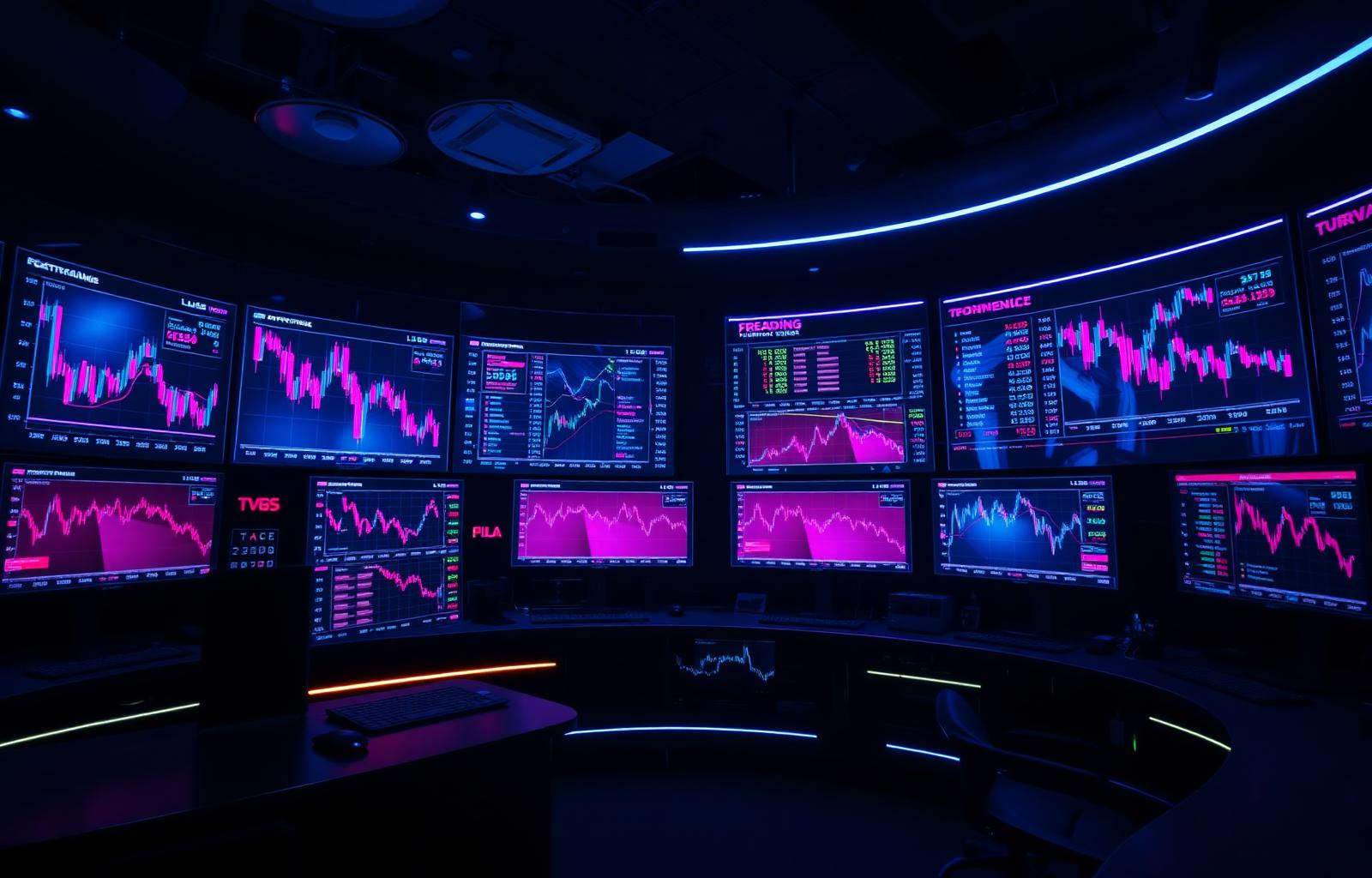 Tradex trading floor with multi-monitor charting